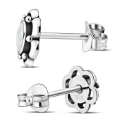Large Mother of Pearl Flower Stud Silver Earrings, e334